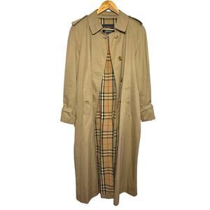 Vintage Burberry Belted Khaki Trench Coat Nova Check Lining